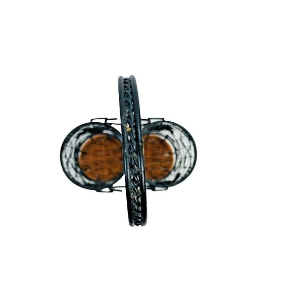 Tuscan Wicker Metal Wire Kitchen Caddy For Skinny Oil Vinegar Bottles Decor 14” - Picture 4 of 10